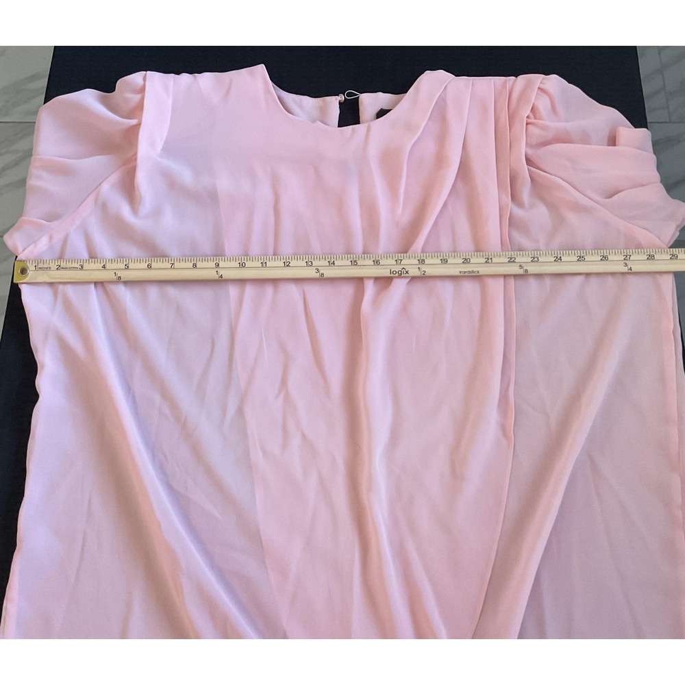 Jamie Shirt Womens 2XL Pink Chiffon Sheer Long Sleeve Draped Tulip Hem Blouse - Picture 6 of 8